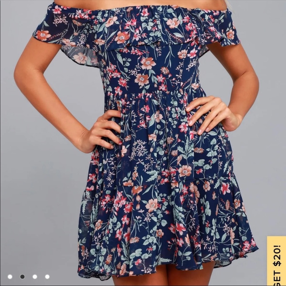 Lulus Navy blue off the Shoulder Dress Medium